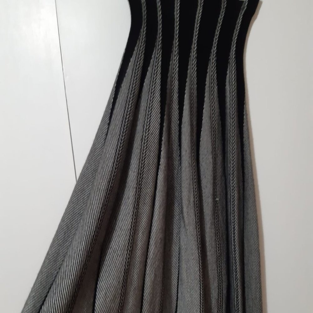 Black and White Knit Tweed/Houndstooth Aline Maxi Skirt!